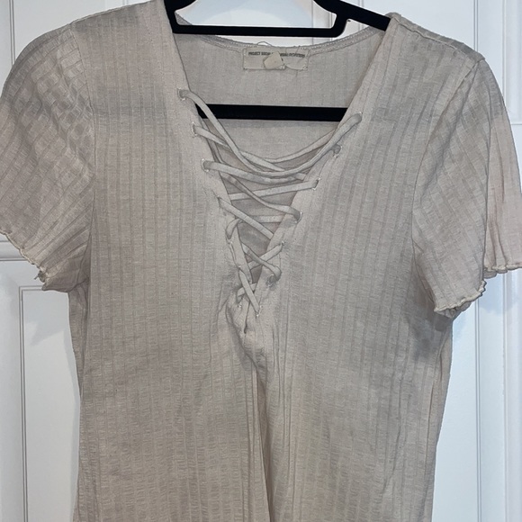 Project Social T Urban Outfitters Lace Up Top Size L - Picture 2 of 3